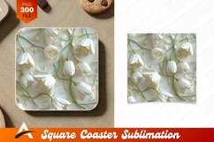 Elegant Seamless Pattern Of White Tulip Flowers With Green Product Image 1