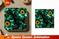 Sunflowers And Lush Green Leaves Abstract Background Product Image 1