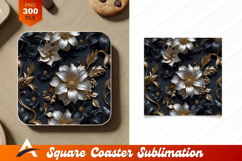 Elegant Floral Arrangement With Golden Accents Coaster Product Image 1