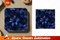 Elegant Floral Pattern With Dark Blue Lily Flowers Coaster Product Image 1