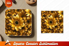 Golden Sunflower Field Close Up Artistic Floral Coaster 