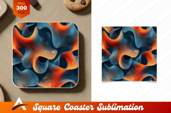 Abstract Blue Orange Wavy Lines Coaster Designs