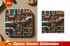 Colorful Steampunk Pipes Coaster Design Illustration Product Image 1