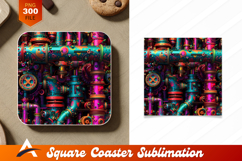 Steampunk Coaster Design Detailed Colorful Illustration Product Image 1