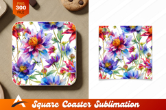 Colorful Watercolor Floral Seamless Pattern Coaster Design Product Image 1