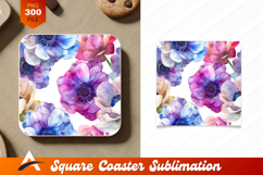 Watercolor Floral Pattern Artistic Coaster Design Product Image 1