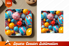 Colorful Balls Coaster Design Sublimation Graphic Product Image 1