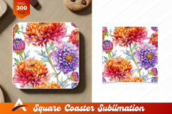 Vibrant Watercolor Chrysanthemum Floral Seamless Pattern Product Image 1