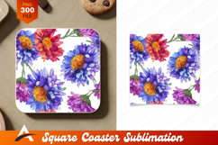 Watercolor Floral Seamless Pattern Coaster Design Product Image 1