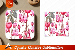 Bleeding Heart Flowers Pink And Red Watercolor Coaster Product Image 1