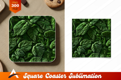 Intricate Green Leaves Background Nature Coaster Design Product Image 1