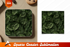 Emerald Green Feathered Pattern Coaster Design Texture Product Image 1