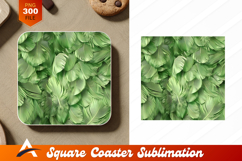 Abstract Green Feathers Coaster Design Background Product Image 1