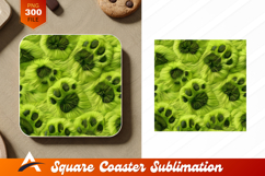 Green Furry Coaster Design Seamless Pattern Coaster Design Product Image 1