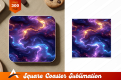 Abstract Galaxy Purple Orange Coaster Design Product Image 1