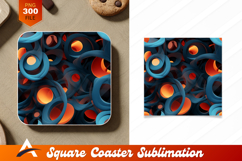 Abstract Blue And Orange 3D Coaster Designs