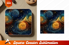 Swirling Starry Night Artistic Coaster Design Product Image 1
