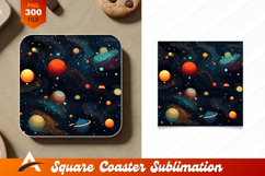 Abstract Space Pattern With Planets Coaster Design Product Image 1
