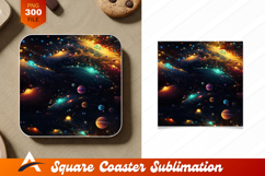 Colorful Planets And Galaxy Swirls Coaster Design Product Image 1