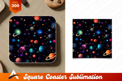 Colorful Planets Seamless Galaxy Pattern Coaster Design Product Image 1