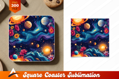 Floral Planets And Space Nebula Coaster Design Product Image 1