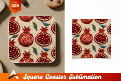 Embroidered Pomegranate Pattern Textile Coaster Design Product Image 1