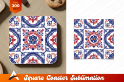 Portuguese Tile Design Coaster Vintage Style Product Image 1