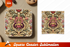 Ornate Floral Carved Pattern Coaster Design Product Image 1
