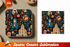 Ornate Religious Art Floral Church Coaster Design Product Image 1
