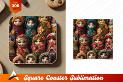 Colorful Yarn Matryoshka Dolls Coaster Design Product Image 1
