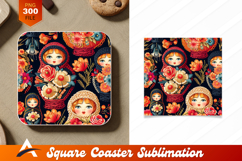 Floral Russian Dolls Seamless Pattern Coaster Design Product Image 1
