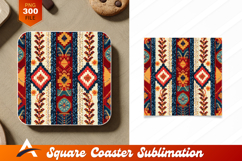 Detailed Colorful Fabric Weave Coaster Design Pattern Product Image 1