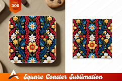Embroidered Floral Pattern Coaster Design Product Image 1