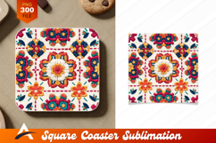 Floral Coaster Design Pattern Colorful Plasticine Artwork Product Image 1