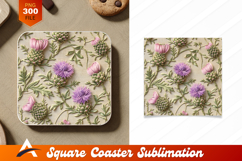 Embossed Thistle Flower Patterned Coaster Design Product Image 1