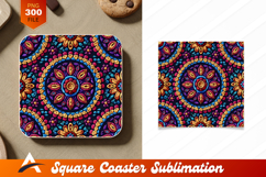Colorful Floral Mandala Art Coaster Design Pattern Product Image 1