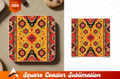 Colorful Geometric Traditional Ethnic Rug Coaster Design Product Image 1