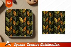 Knitted Leaves Seamless Pattern Coaster Design Product Image 1