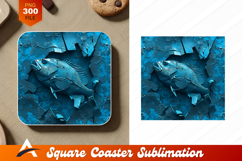 Blue Fish Carving In Cracked Material Artwork