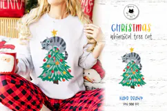 Funny Christmas Tree Cat PNG Clipart Design Product Image 1