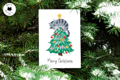 Funny Christmas Tree Cat PNG Clipart Design Product Image 2