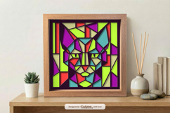 Cubism Art Cat Layered Papercut SVG Product Image 1