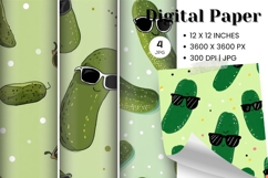 Cucumber Seamless Pattern Background Vegetable Digital Paper Product Image 1