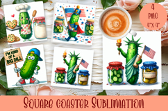 Funny cucumber square coaster | Vegetable coaster PNG Product Image 1