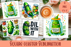 Funny cucumber square coaster | Vegetable coaster PNG Product Image 1