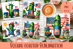 Funny cucumber square coaster | Vegetable coaster PNG Product Image 1