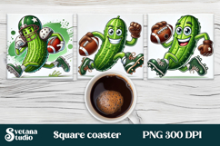 Funny cucumber square coaster | Vegetable coaster PNG Product Image 1