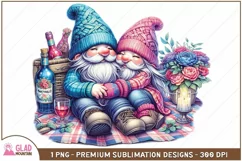 Gnomes Couple Valentines png, Anniversary Gnome Couple png Product Image 1