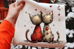 Cuddly Valentine Cats Clipart Sublimation Product Image 2