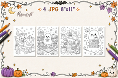 Cozy Spooky Halloween Coloring Pages | Whimsical Halloween Product Image 1